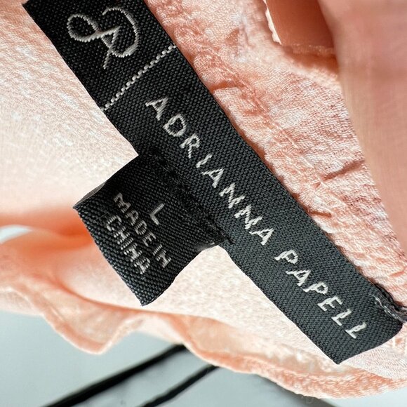 Adrianna Papell Ruffle Flutter Sleeve Blouse Peach Pink Size Large - Picture 9 of 12